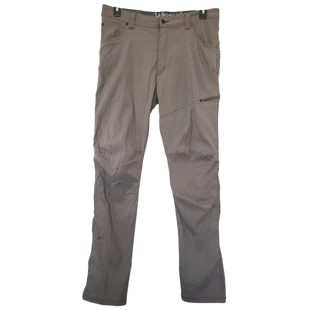 Wrangler ATG All Terrain Gear Mens Outdoor Hiking Pants Gray Brown 35x30 Grunge
